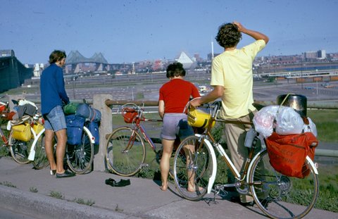 Montreal; start of the train trip to Vancouver  1974   Ray K; Chris L; Marl O.