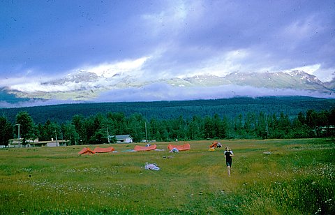 Trans Canada campsite - John Pitman running